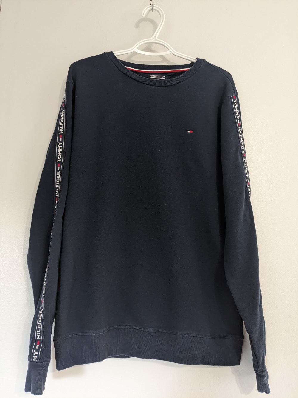 Tommy Hilfiger Sweatshirt Mens XL Blue Logo Long Sleeve Cotton Blend Streetwear